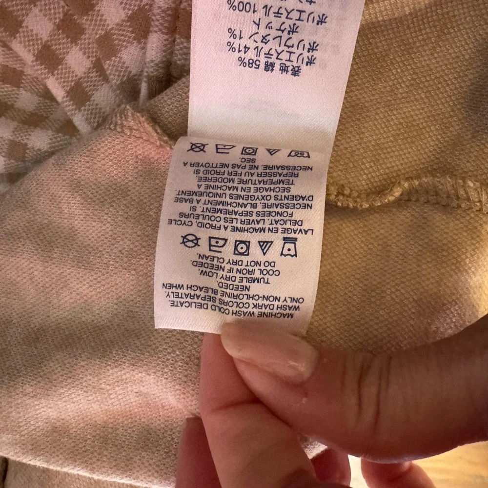 Lands' End NWT Knit Gingham Blazer Tan and White XL - Picture 7 of 8